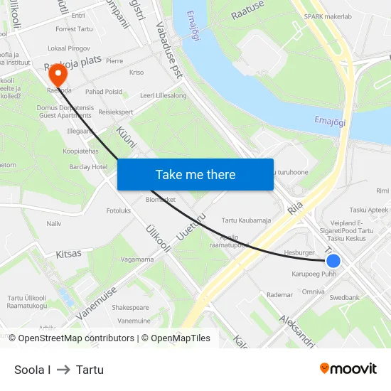 Soola I to Tartu map