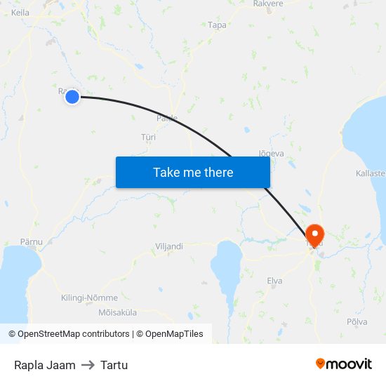 Rapla Jaam to Tartu map