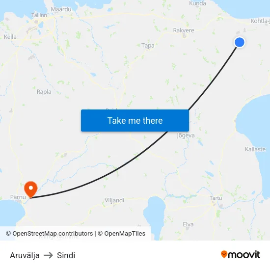 Aruvälja to Sindi map