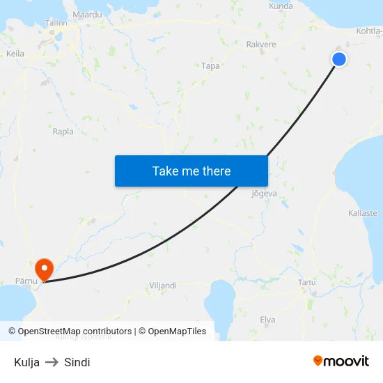 Kulja to Sindi map