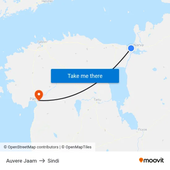 Auvere Jaam to Sindi map