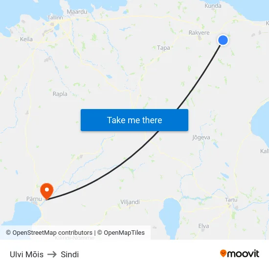 Ulvi Mõis to Sindi map