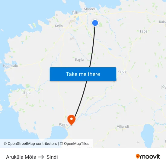 Aruküla Mõis to Sindi map