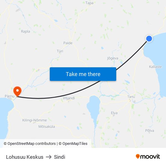 Lohusuu Keskus to Sindi map