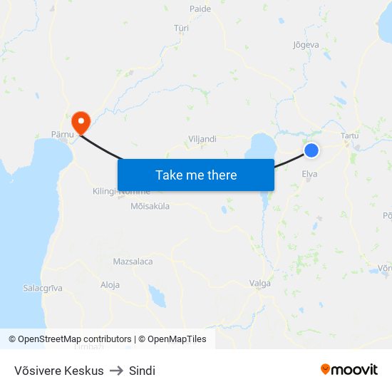 Võsivere Keskus to Sindi map