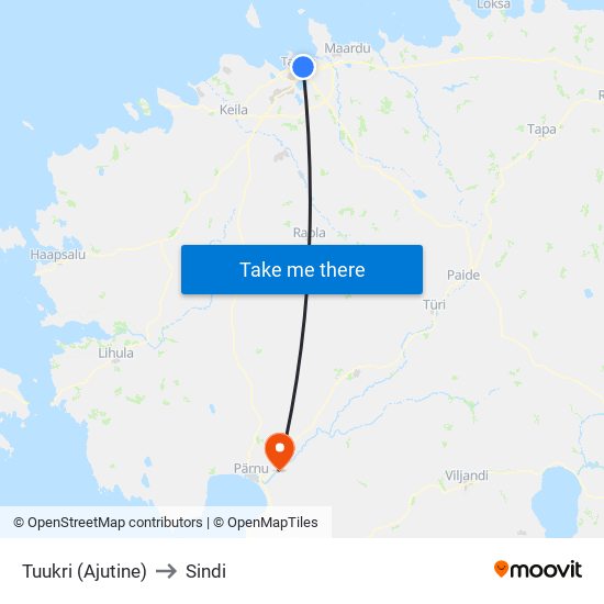 Tuukri (Ajutine) to Sindi map