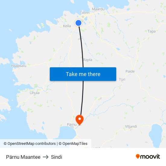 Pärnu Maantee to Sindi map