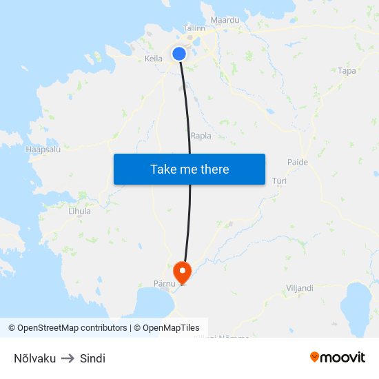 Nõlvaku to Sindi map