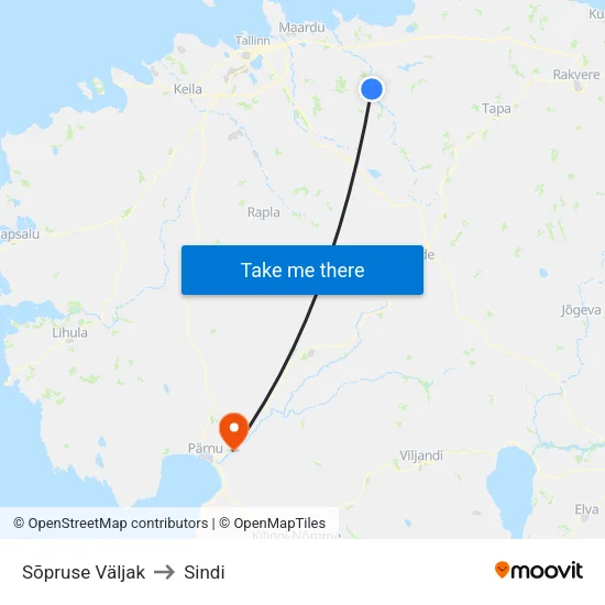 Sõpruse Väljak to Sindi map