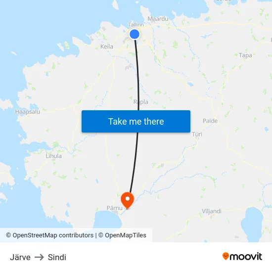 Järve to Sindi map