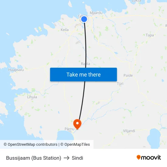 Bussijaam (Bus Station) to Sindi map