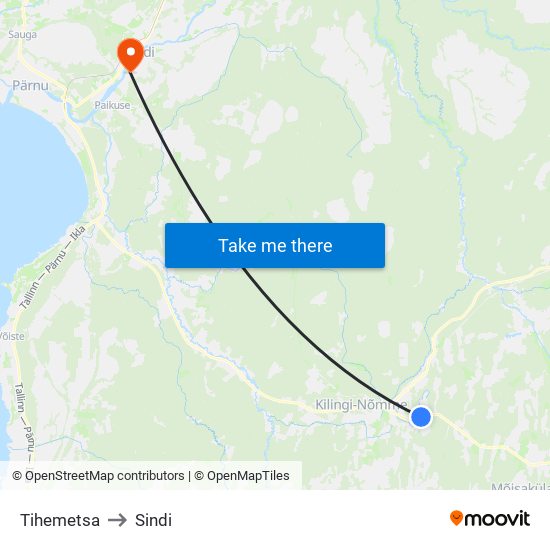 Tihemetsa to Sindi map