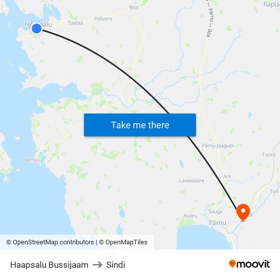 Haapsalu Bussijaam to Sindi map
