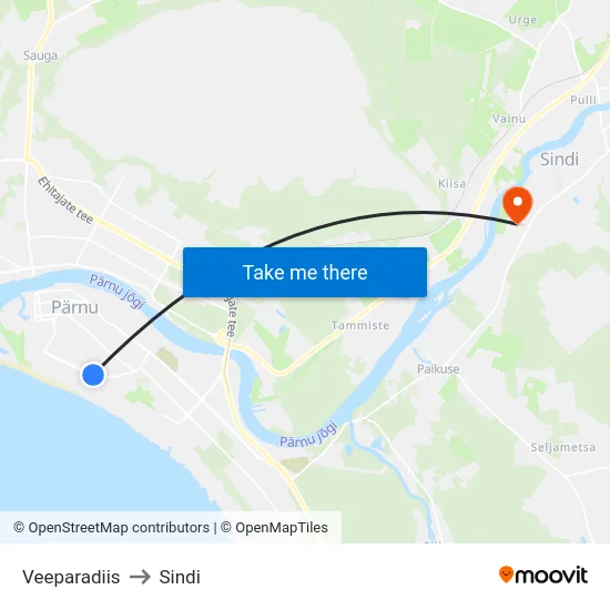 Veeparadiis to Sindi map