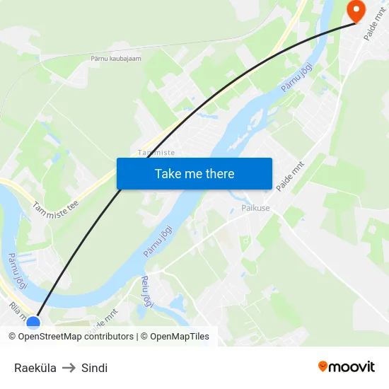 Raeküla to Sindi map