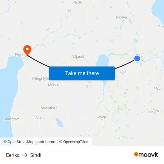Eerika to Sindi map