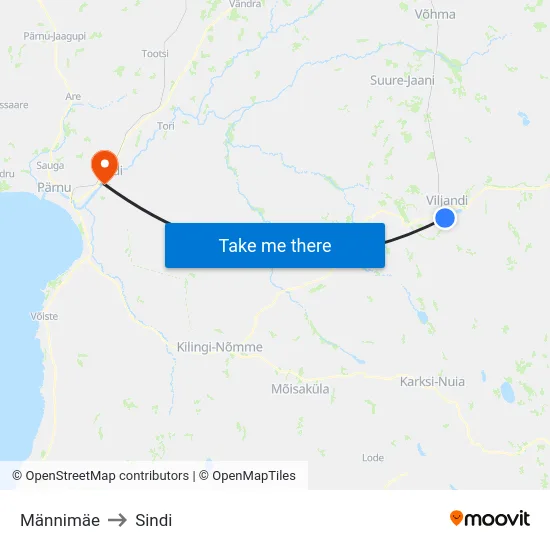 Männimäe to Sindi map