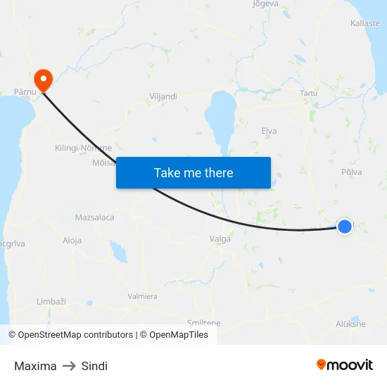 Maxima to Sindi map