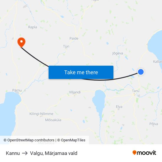 Kannu to Valgu, Märjamaa vald map