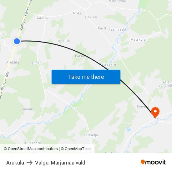 Aruküla to Valgu, Märjamaa vald map