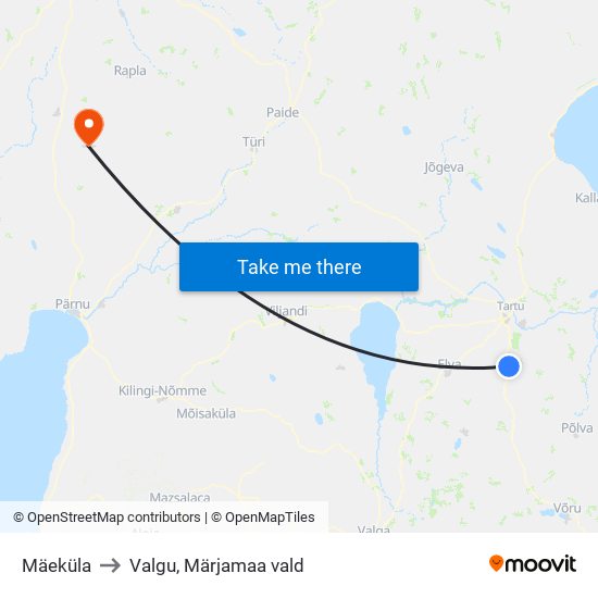 Mäeküla to Valgu, Märjamaa vald map