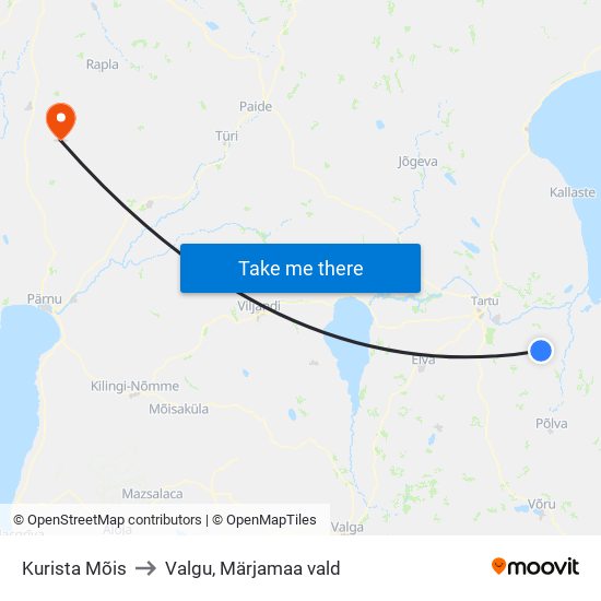 Kurista Mõis to Valgu, Märjamaa vald map