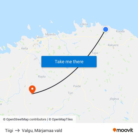 Tiigi to Valgu, Märjamaa vald map