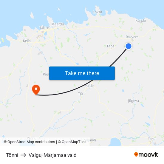 Tõnni to Valgu, Märjamaa vald map