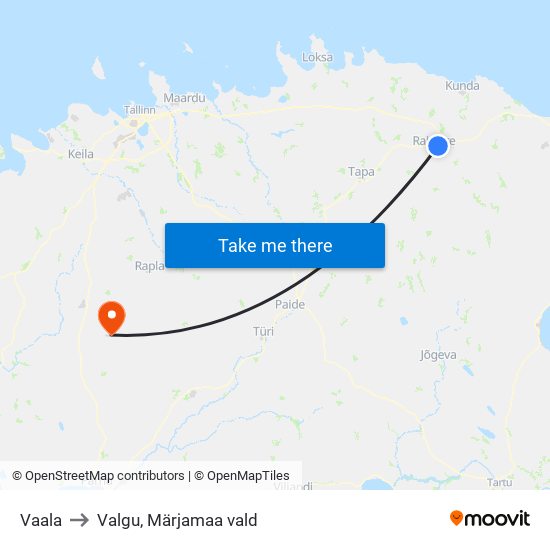 Vaala to Valgu, Märjamaa vald map