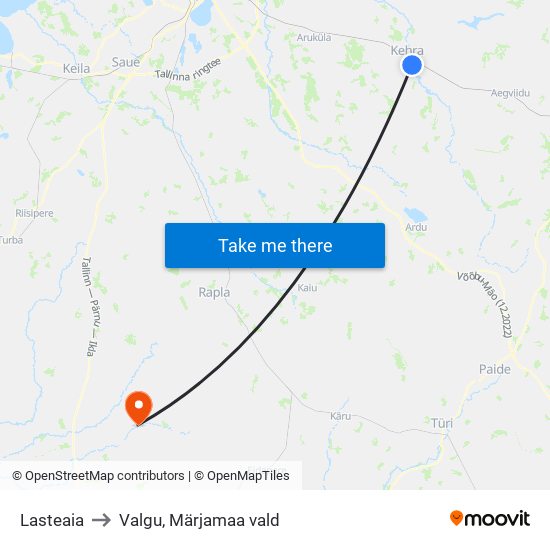 Lasteaia to Valgu, Märjamaa vald map