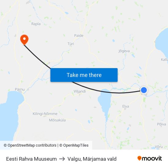 Eesti Rahva Muuseum to Valgu, Märjamaa vald map