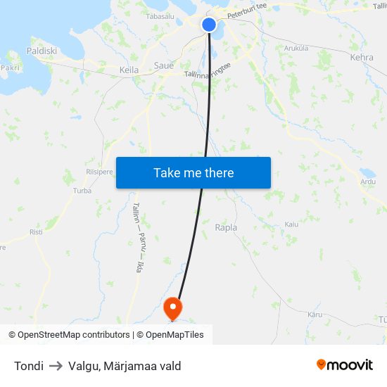 Tondi to Valgu, Märjamaa vald map