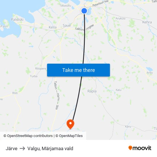 Järve to Valgu, Märjamaa vald map