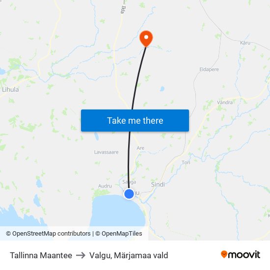 Tallinna Maantee to Valgu, Märjamaa vald map