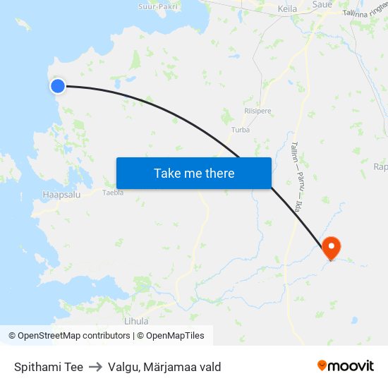 Spithami Tee to Valgu, Märjamaa vald map