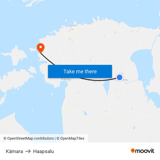 Kämara to Haapsalu map