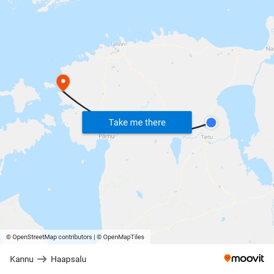 Kannu to Haapsalu map