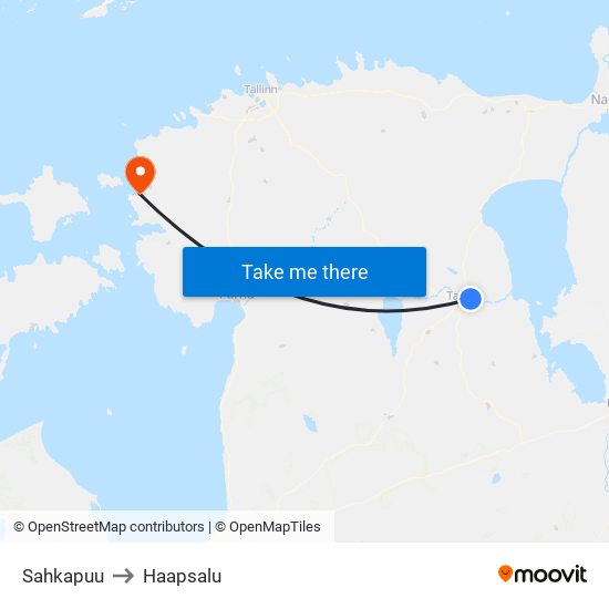 Sahkapuu to Haapsalu map