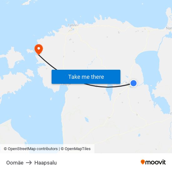 Oomäe to Haapsalu map