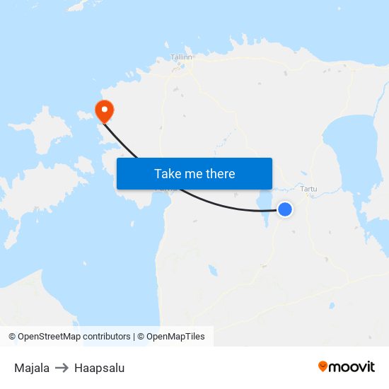 Majala to Haapsalu map