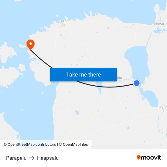 Parapalu to Haapsalu map