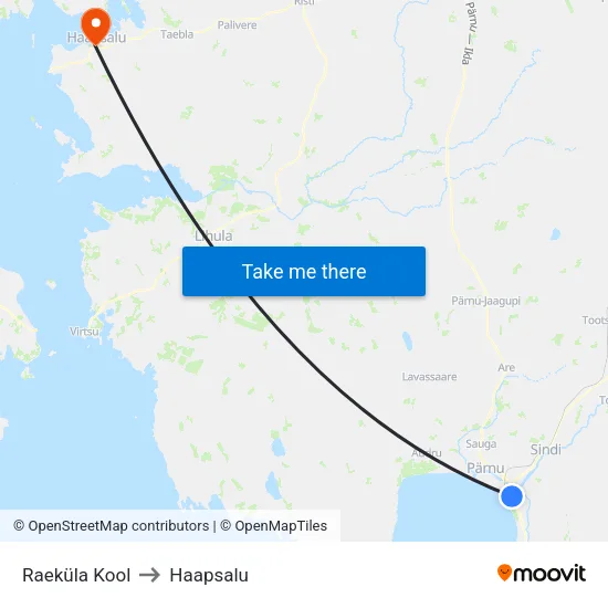 Raeküla Kool to Haapsalu map