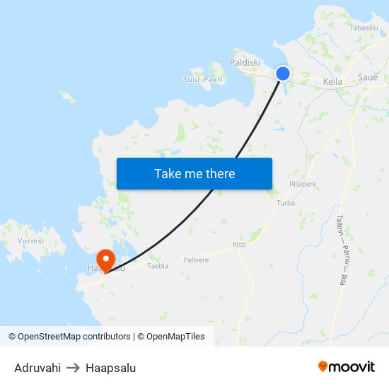 Adruvahi to Haapsalu map
