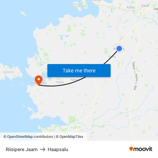 Riisipere Jaam to Haapsalu map