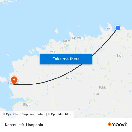 Käsmu to Haapsalu map