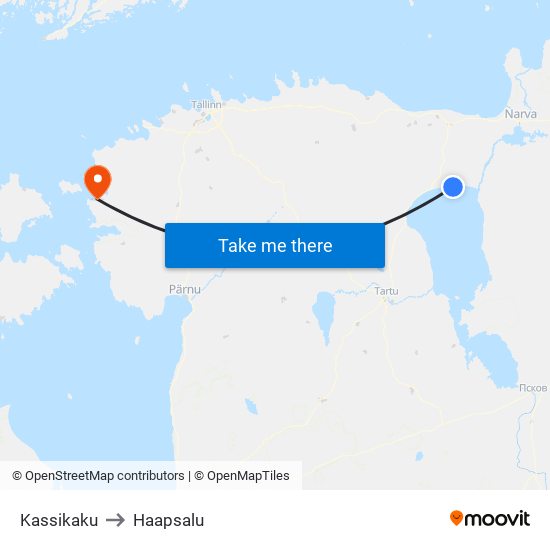 Kassikaku to Haapsalu map