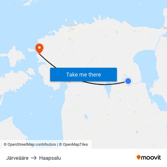 Järveääre to Haapsalu map