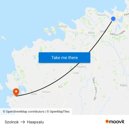 Szolnok to Haapsalu map