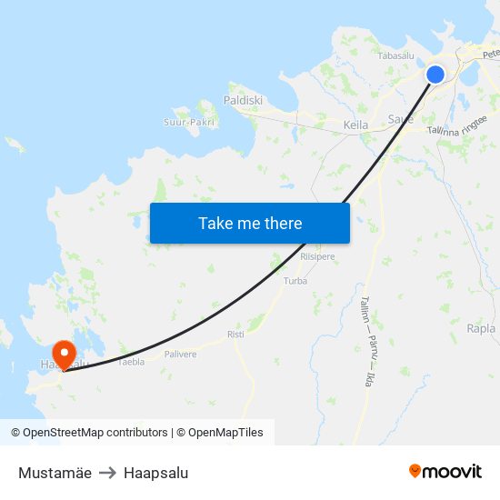 Mustamäe to Haapsalu map