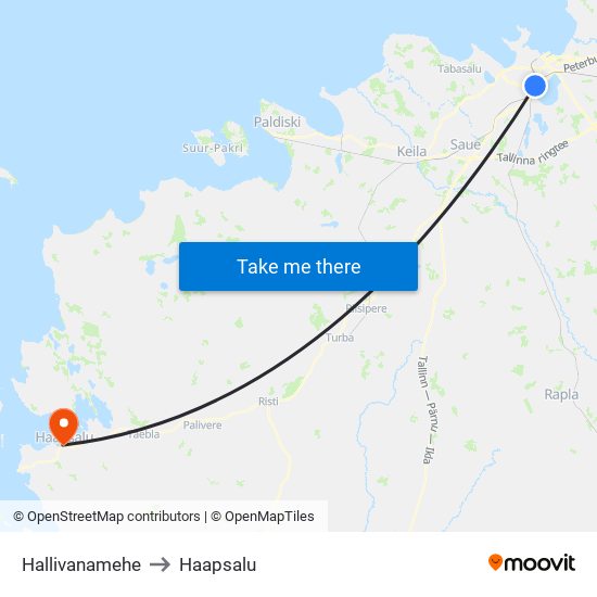 Hallivanamehe to Haapsalu map